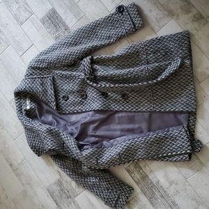 Kenneth Cole Gray Textured Wool Blend Pea Coat Women's Size 2